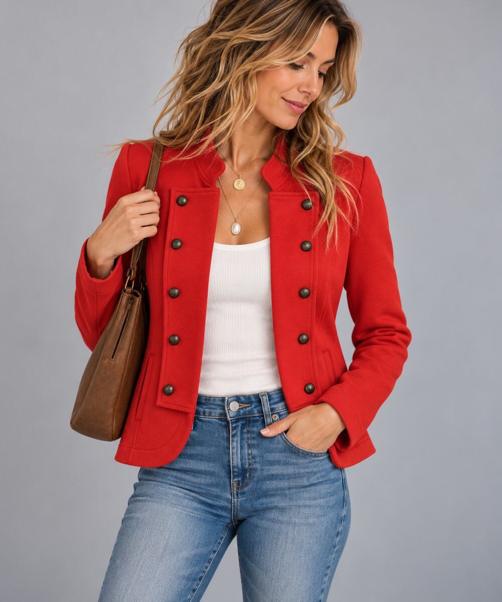 Tommy Hilfiger Women's Red Military Knit Jacket Blazer Estimated M/L
